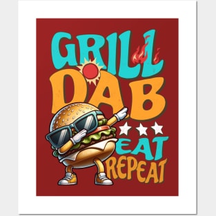 Burger Funny a Dab Dance Grilling Design Posters and Art